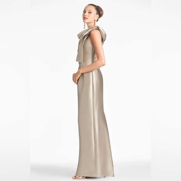 NEW - SACHIN AND BABI - BONNIE ONE SHOULDER BOW DRESS - PEWTER - SIZE 10 - Picture 3 of 5